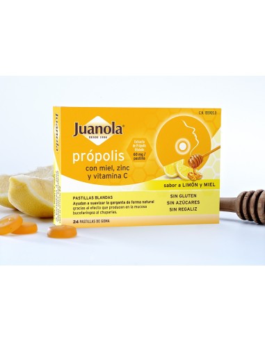 Juanola própolis con miel, zinc y vitamina C 24uds