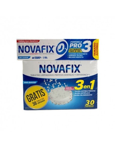 Novafix Pro3 sin sabor 70g + 30 Pastillas Limpiadoras