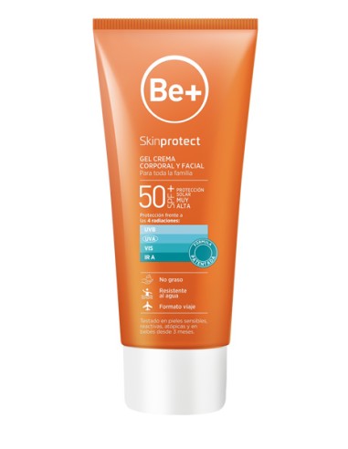 Be+ Skinprotect Gel Crema Corporal y Facial SPF50+ 100ml Formato Viaje