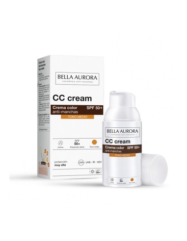 Bella Aurora CC Cream antimanchas SPF50+ tono medio 30ml