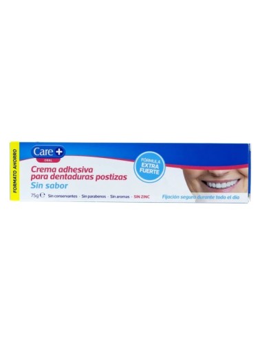 Care+ Crema adhesiva para dentaduras Sin sabor 75g