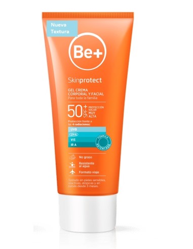 Be+ Skinprotect Gel Crema Corporal Facial SPF50+ 100ml Formato Viaje Nueva Textura